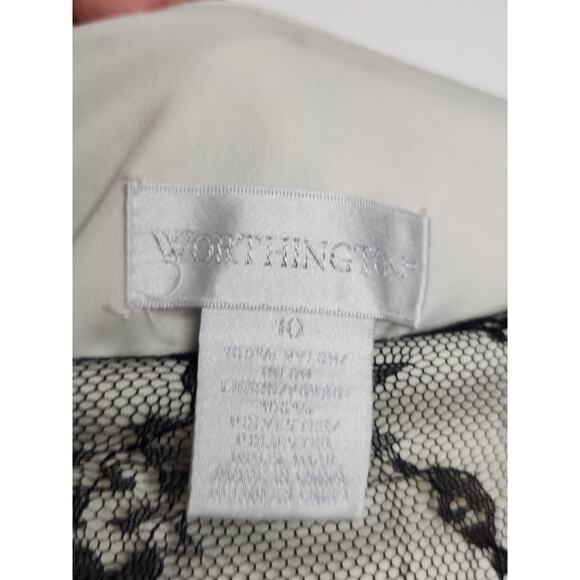 y2k Worthington Midi SKirt White Black Lace Shirt Fairy Whimsy Goth Emo Office - Picture 4 of 5